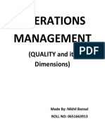 Operations Management: (QUALITY and Its Dimensions)