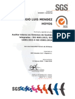Certificado de Auditor Interno en Sistemas de Gestión Integrada HSEQ ISO 14001-ISO 9001: 2015 - ISO 45001:2018