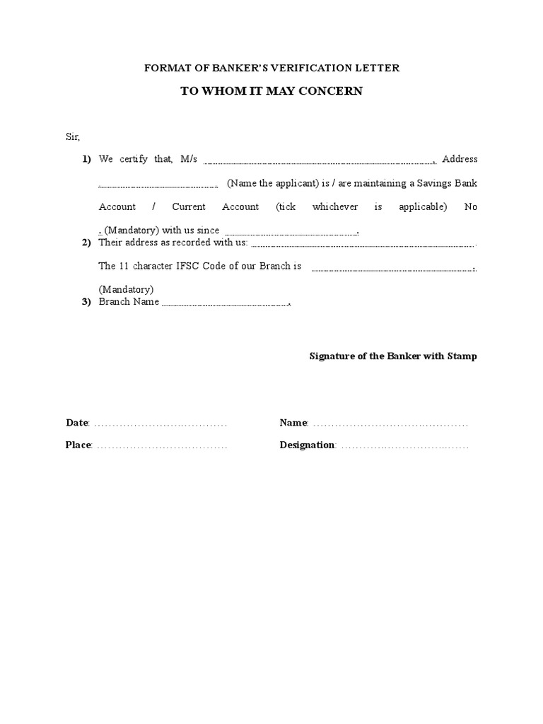 Format of Banker | PDF