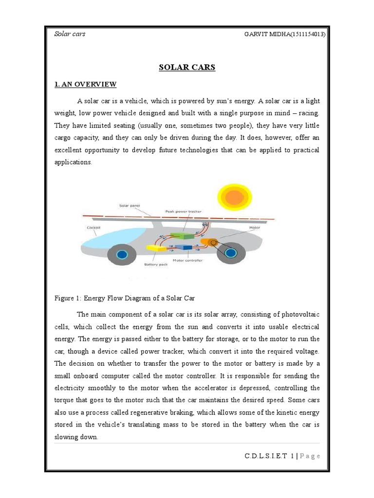 Solar Car Project Overview and Design | PDF | Electric Motor ...