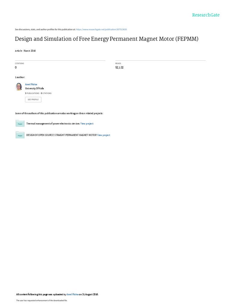 Free Energy Permanent Motor PDF Electric Motor Field