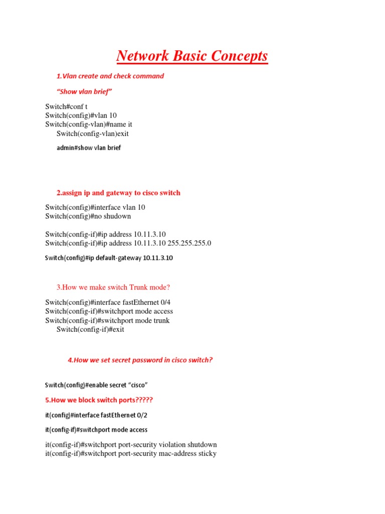 Cisco VLAN and IP Configuration Guide | PDF | Computers