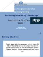 Bachelor of Engineering (Hons) Civil Engineering: Estimating and Costing of Buildings