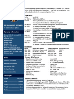 One Page CV