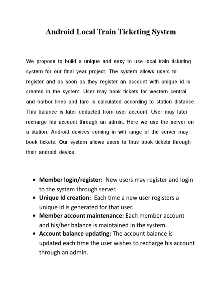 Local Train Ticketing System Overview | PDF | Business