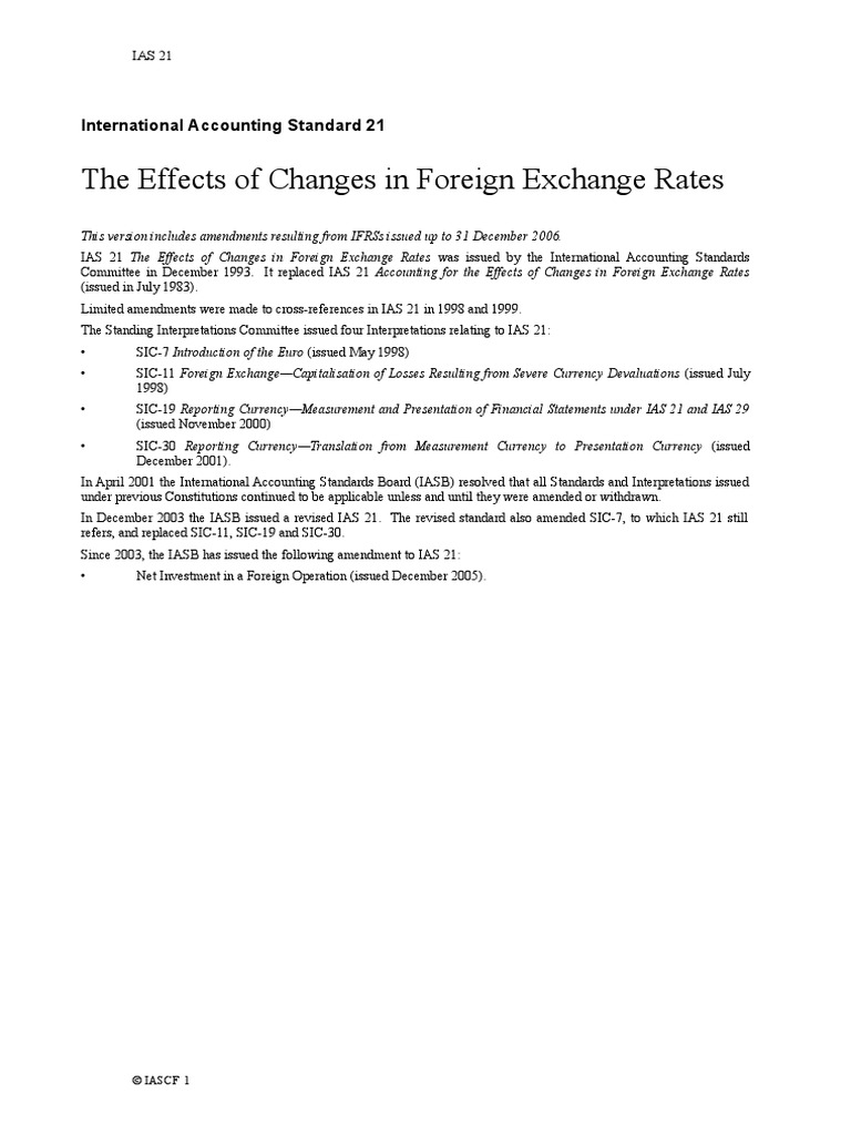 The Effects of Changes in Foreign Exchange Rates: International ...