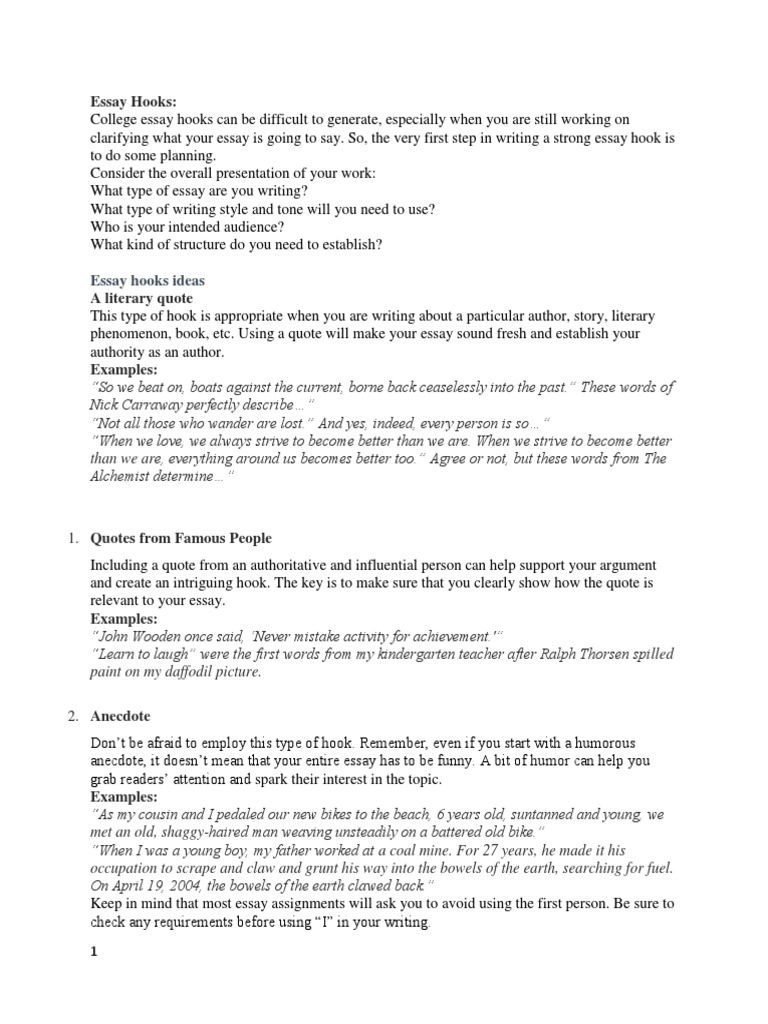 Essay Hooks PDF Essays Truth