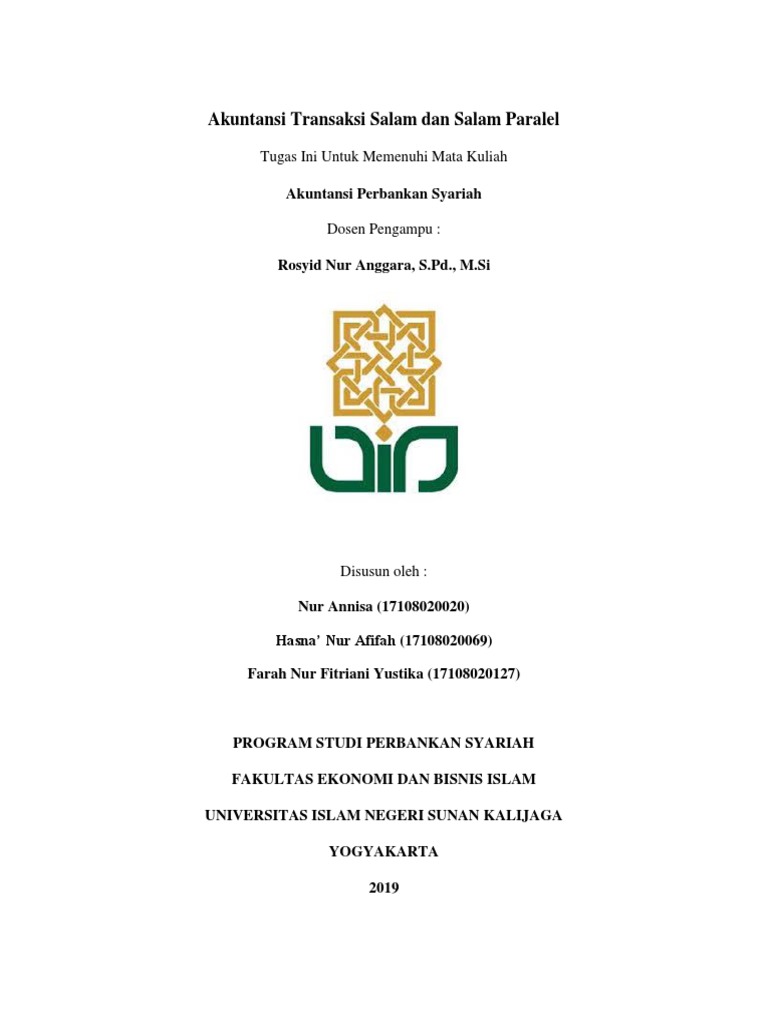 Akuntansi Salam Dan Salam Paralel Dalam Perbankan