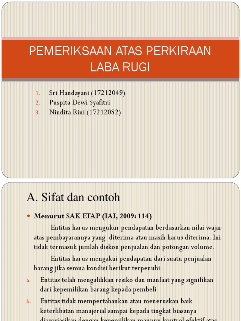 Pemeriksaan Perkiraan Laba Rugi | PDF