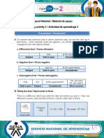 Learning Activity 2 Support Material - Past Tense Verbs