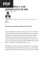 Role Impact and Importance of Mis