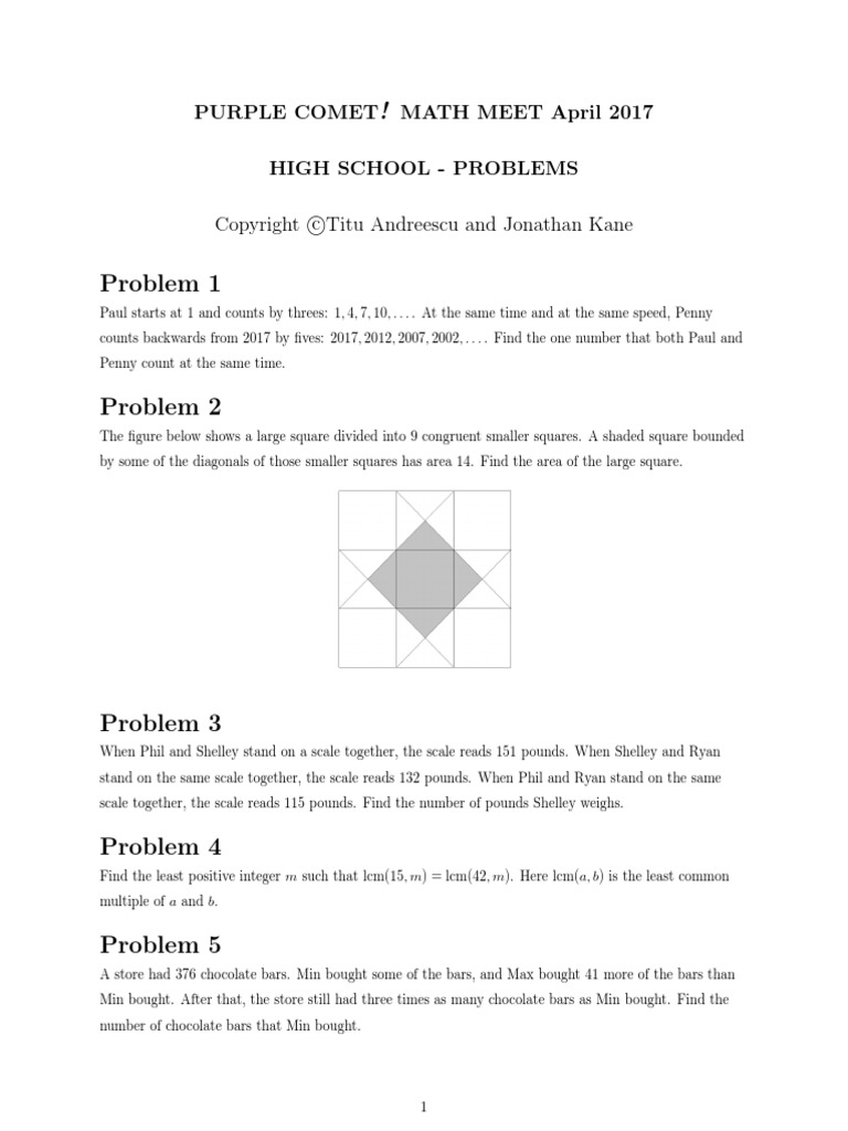 Purple Comet PDF Sphere Numbers