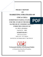 Marketing Strategies of Coca Cola: Project Report ON