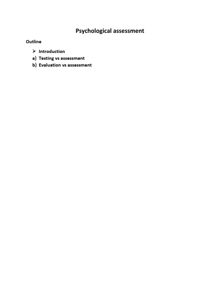 Psychological Assessment Introduction PDF Psychological Evaluation