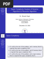 Space Complexity Analysis of Iterative Algorithm & Recursive Algorithm