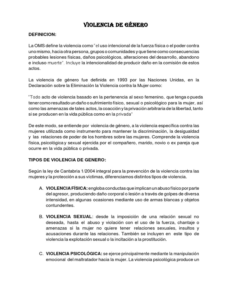 Violencia de Género | PDF | La violencia contra las mujeres | Violencia
