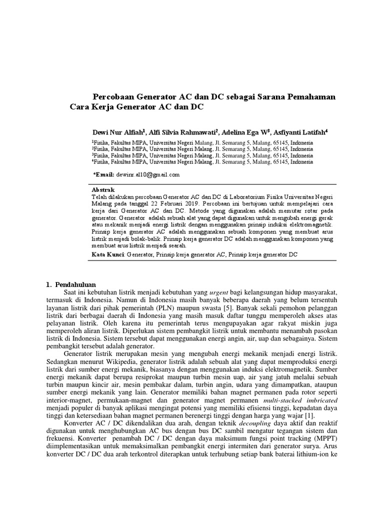 Kelompok 1 Generator AC Dan DC Prak 2 PDF