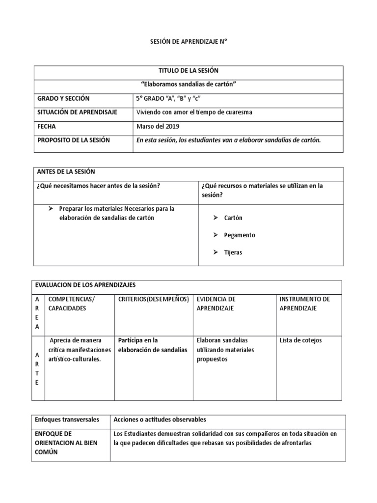 Sesion de Arte y Cultura | PDF | Calzado | Aprendizaje