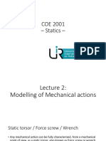 COE 2001 Statics - Lecture 2 - Modelling of Mechanical Actions