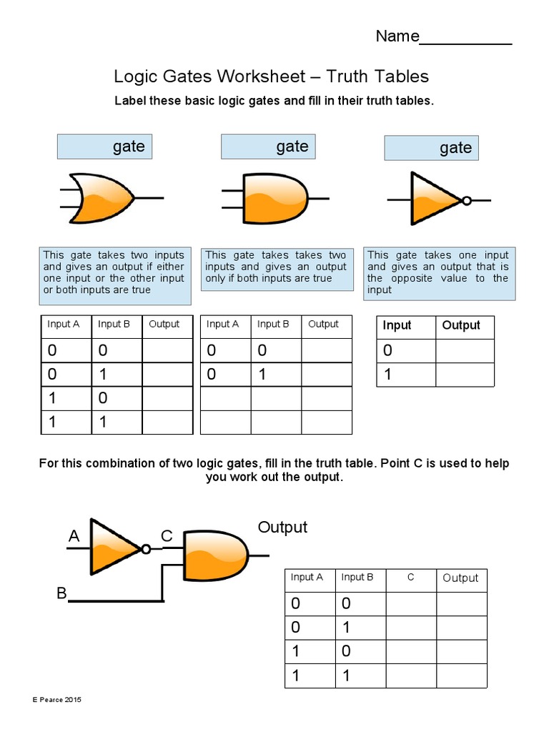 Logic Gates Worksheet | Download Free PDF | Logic Gate | Logic