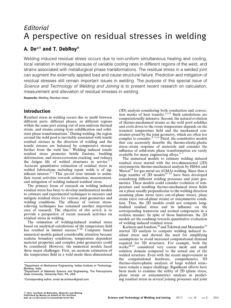 Residual Stresses in Welding Explained | PDF | Stress (Mechanics) | X ...