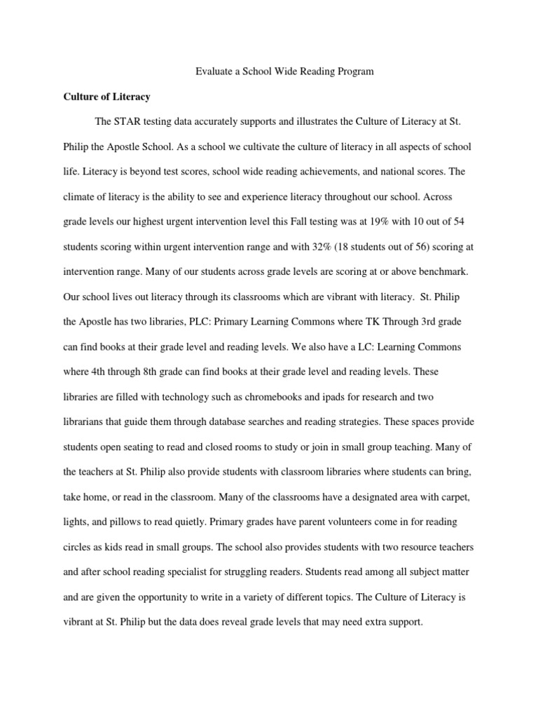 Evaluating Literacy Programs at St. Philip | PDF | Learning Disability ...
