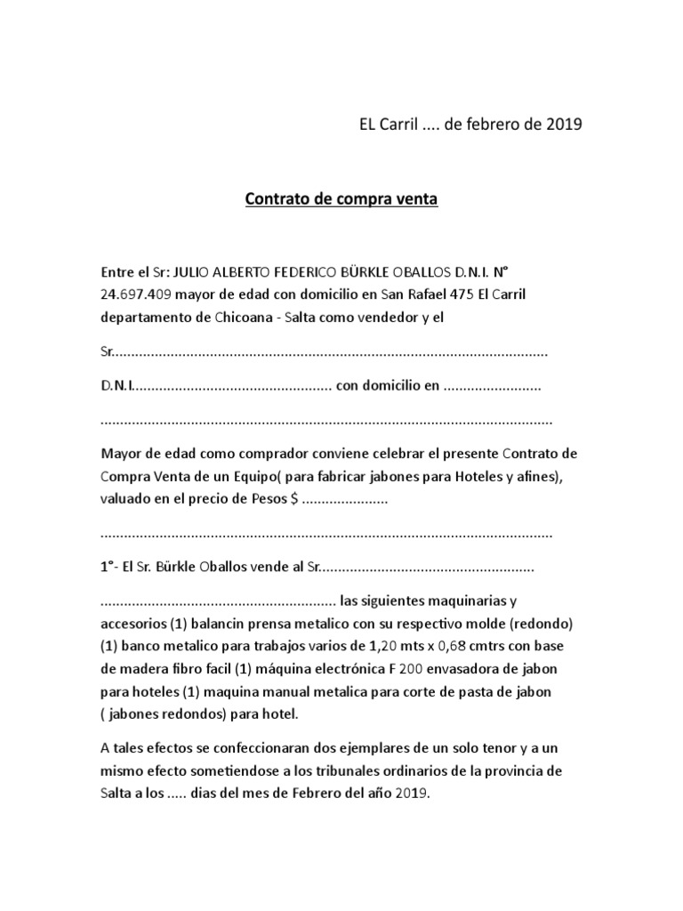 Formulario Compra Venta | PDF