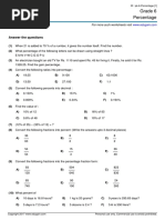 Grade 6 Percentage: Answer The Questions