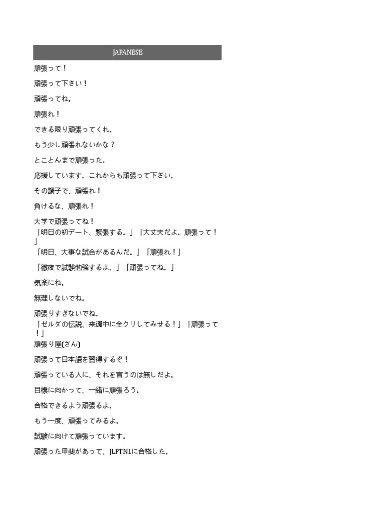 Ganbaru Example Sentences