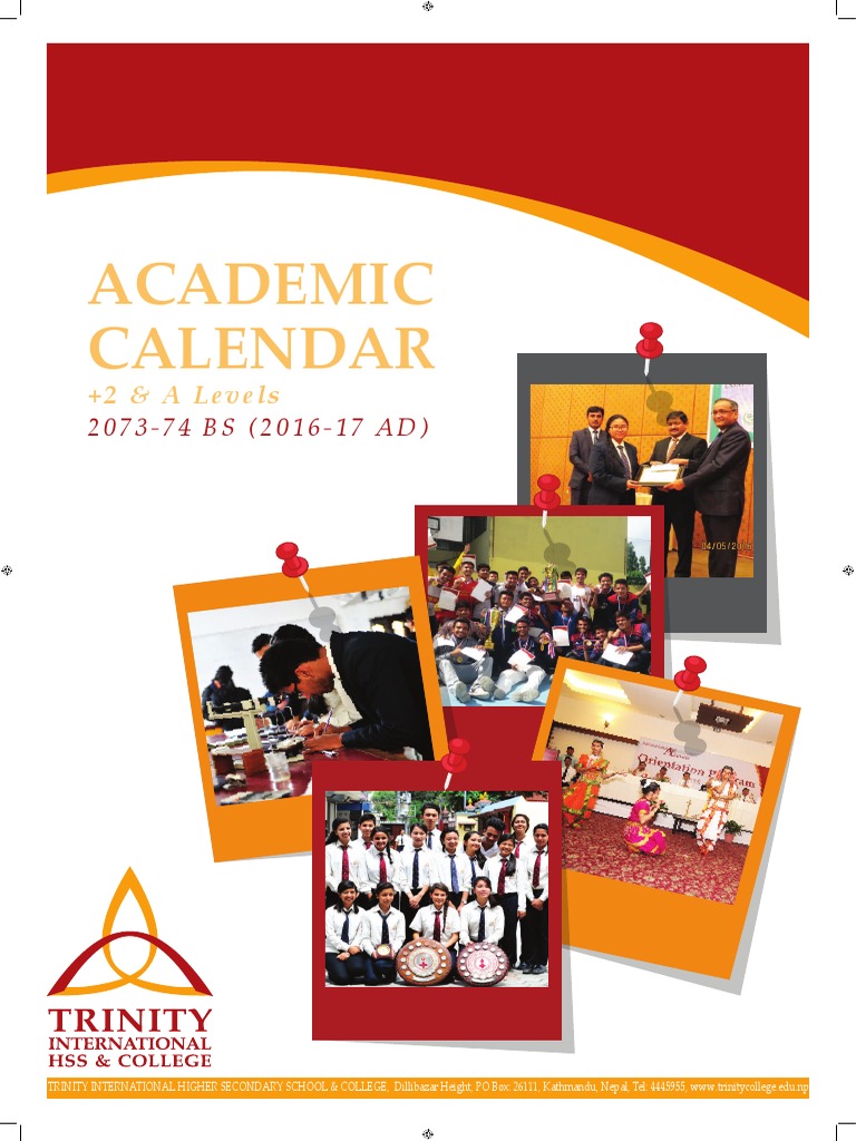 Academic Calendar for Trinity International Higher Secondary School
