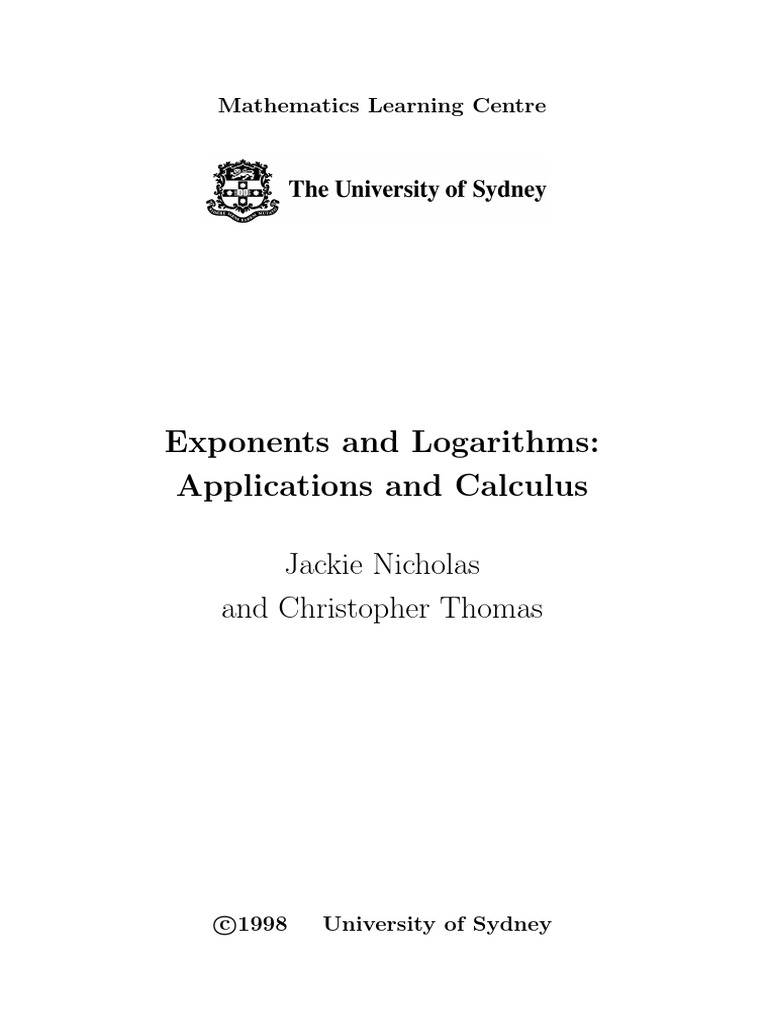 Exp Log Applications PDF Logarithm Exponential Function