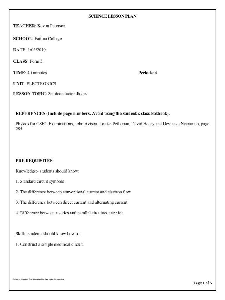 Semiconductor Diodes Lesson Plan | PDF | Rectifier | Diode