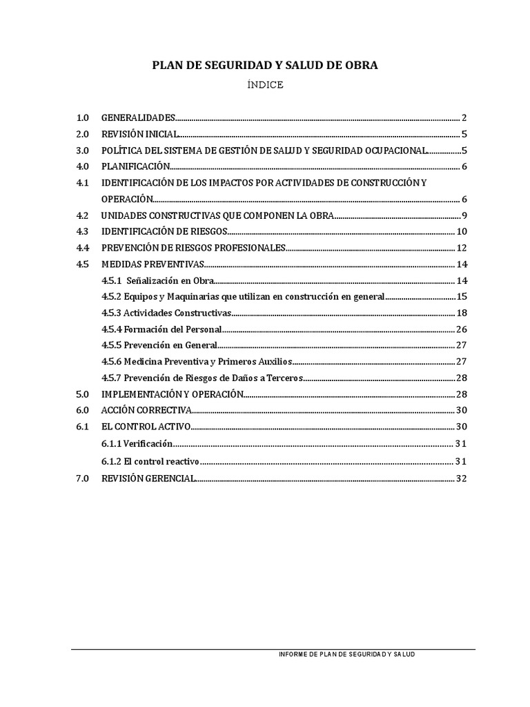 Modelo de Plan de Seguridad y Salud en Obra | PDF | Salud y bienestar ...
