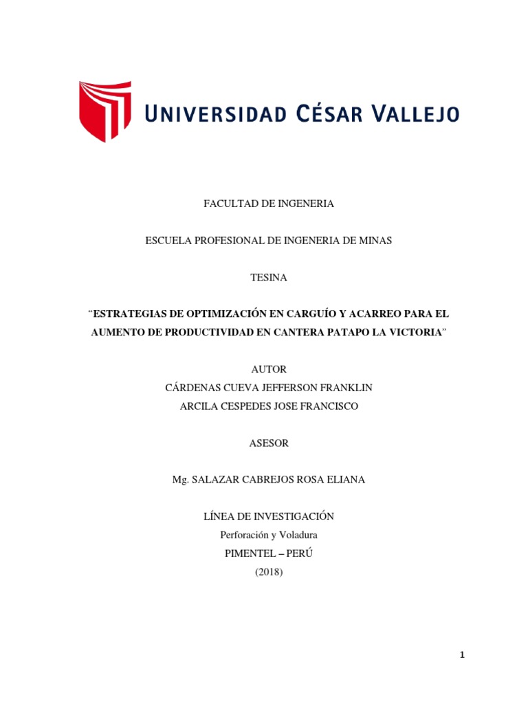 Tesina Cardenas Cueva Jefferson-Arcila Cespedes Jose | PDF | Minería