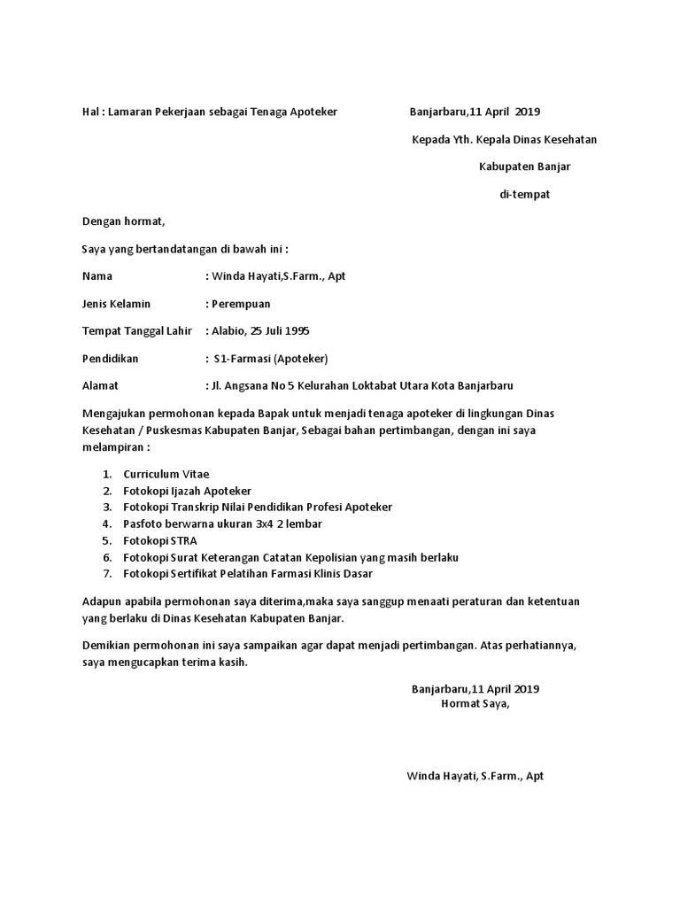 Contoh Surat Lamaran Pdf