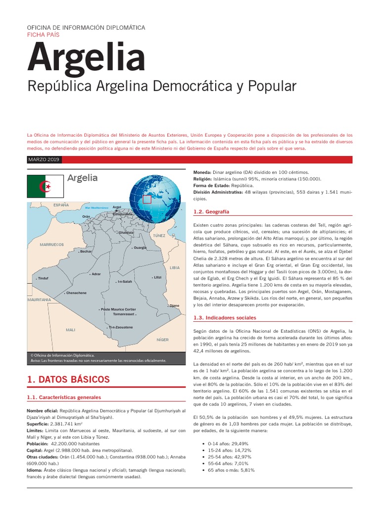 Que Idioma Se Habla En Argelia Argelia Ficha Pais | PDF | Argelia | Abdelaziz Bouteflika