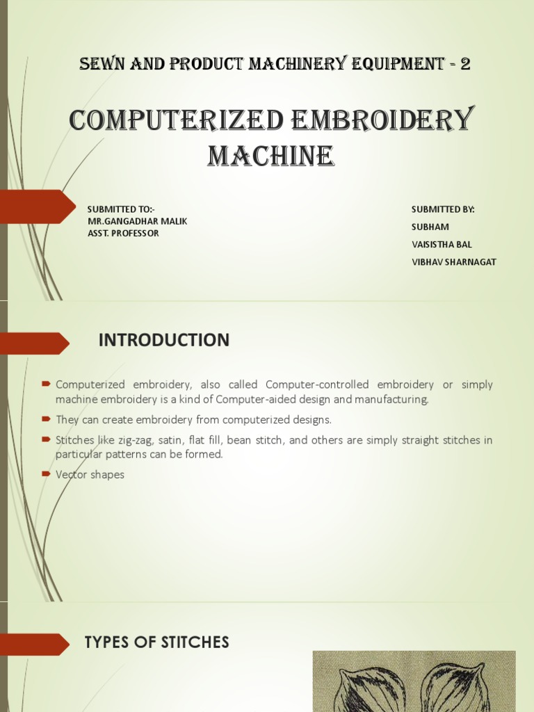 Overview of Computerized Embroidery Machines | PDF | Embroidery | Yarn