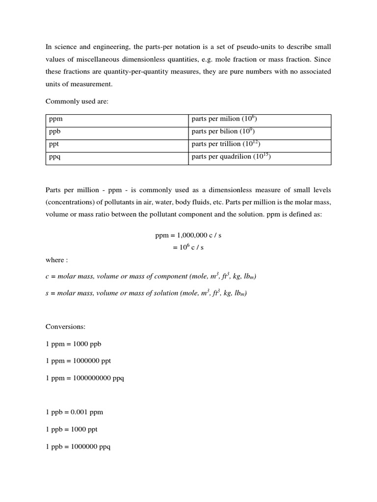 Parts Per Notation Explained | PDF | Teaching Methods & Materials ...