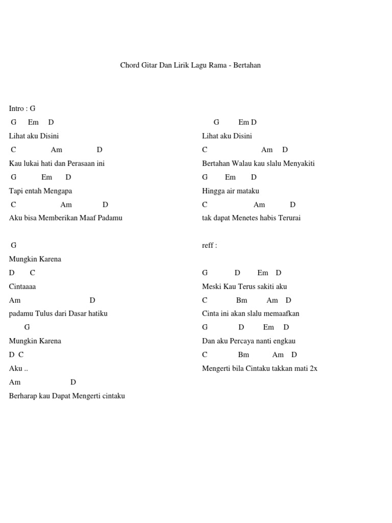 Chord Gitar Dan Lirik Lagu