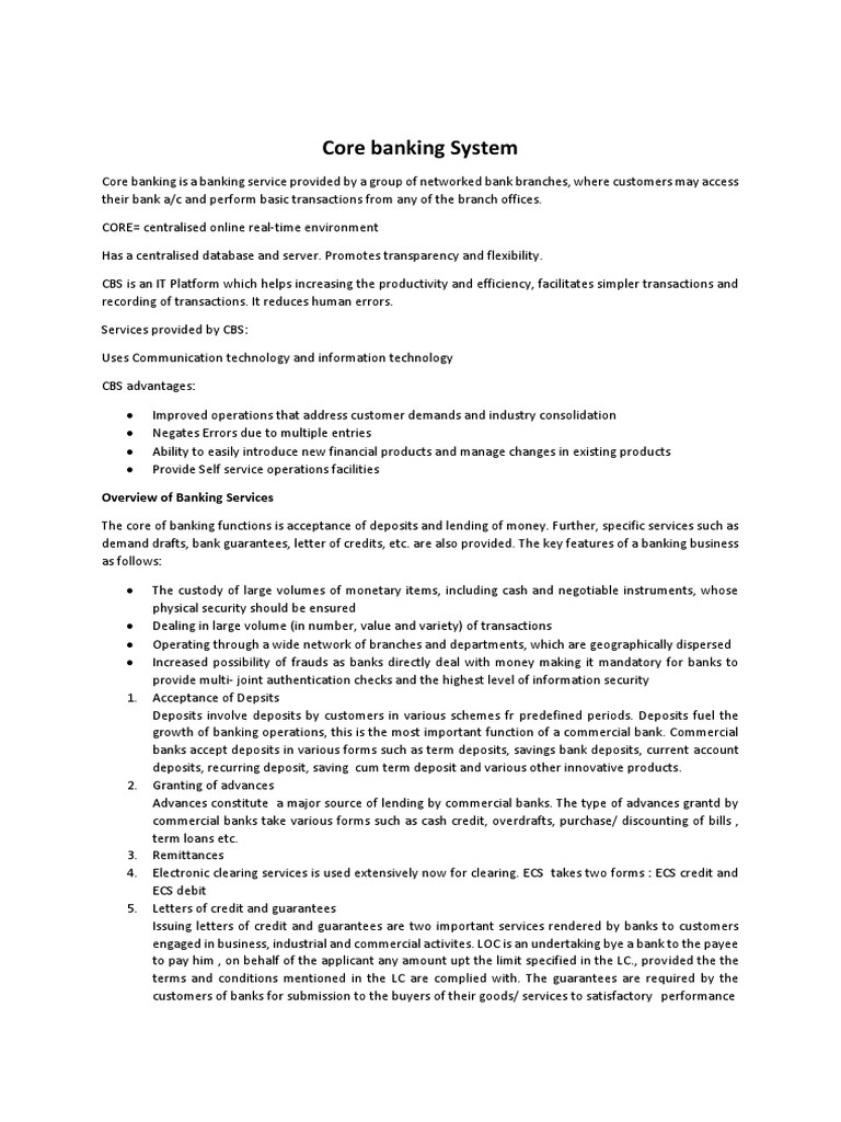 Core Banking System Overview and Benefits | PDF | Banks | Credit Card
