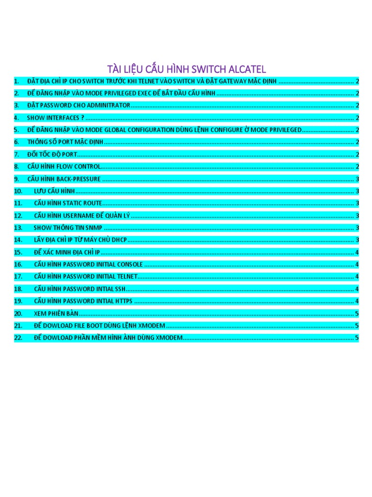 cấu hình switch Alcatel | PDF | Ip Address | Command Line Interface