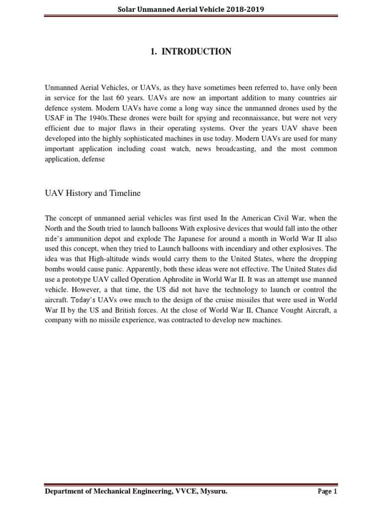 Seminar Report PDF Unmanned Aerial Vehicle Solar Panel