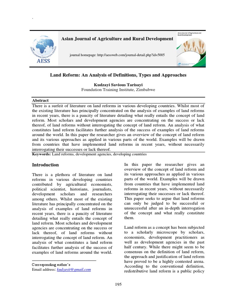 Overview of Land Reform Concepts | PDF | Land Reform | Poverty Reduction