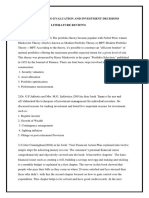 Portfolio Evaluation and Investment Decisions Literature Review