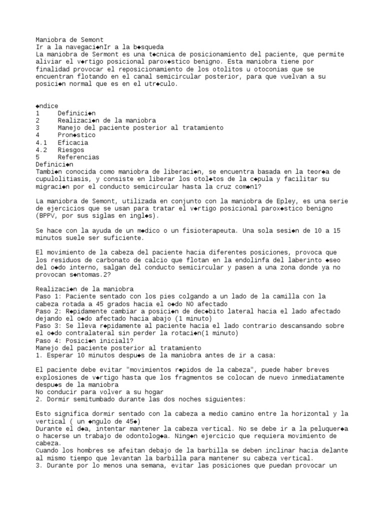 Maniobra de Semont | PDF | Especialidades Medicas