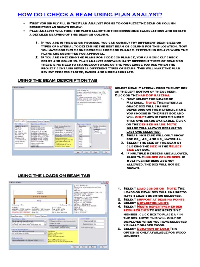 Check Beams with Plan Analyst Guide | PDF | Beam (Structure) | Buckling