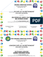 Seo Gwang Christian School Certificates