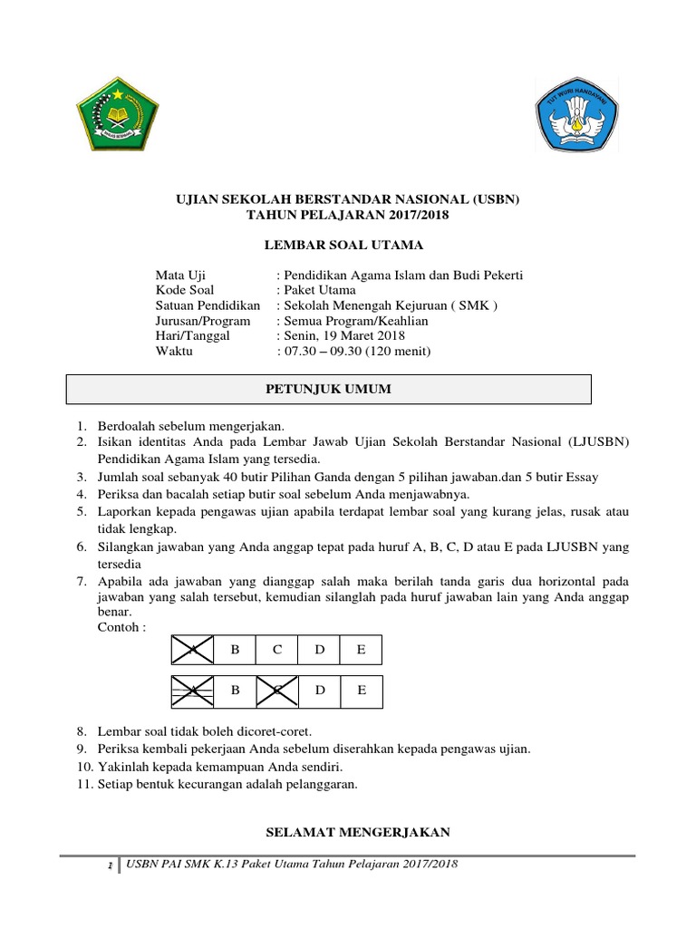 Ujian Sekolah Berstandar Nasional Usbn Tahun Pelajaran Ujian Sekolah Berstandar Nasional Usbn Tahun Pelajaran