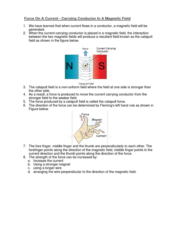 3 Force On A Current Carrying Conductor in A Magnetic Field | PDF ...