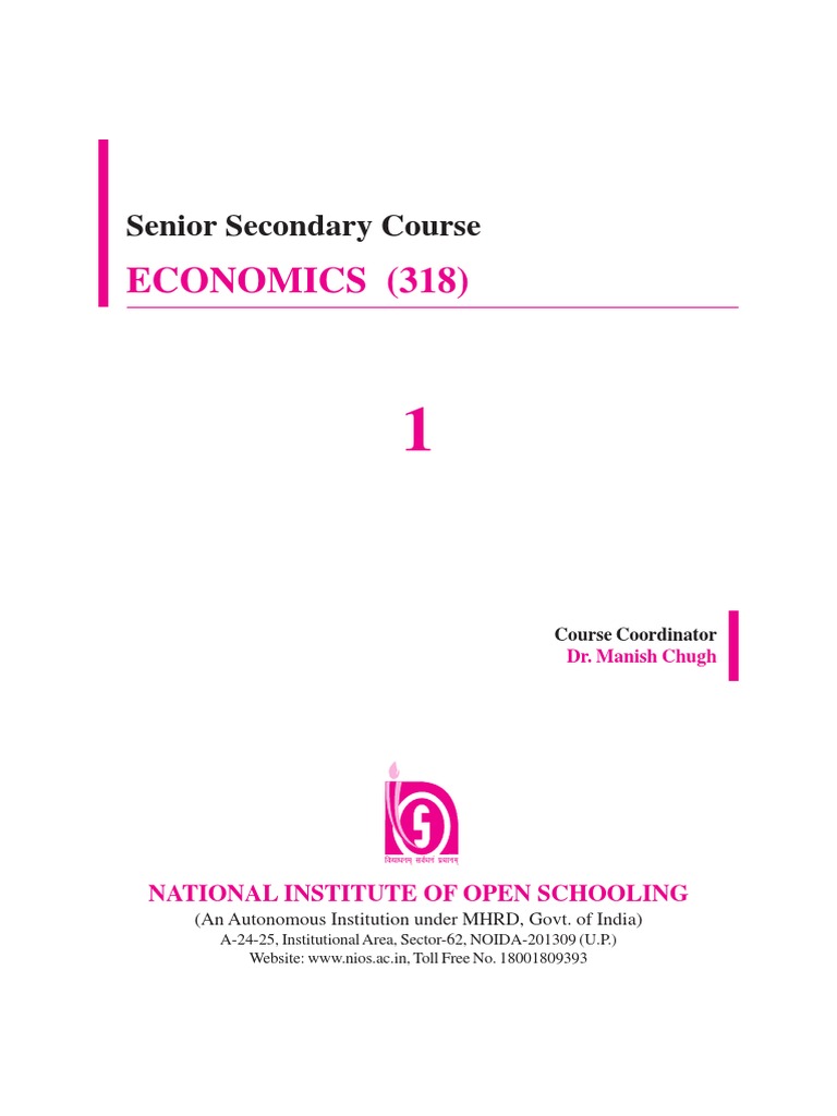 NIOS Economics Senior Secondary Course Study Material Textbook For UPSC